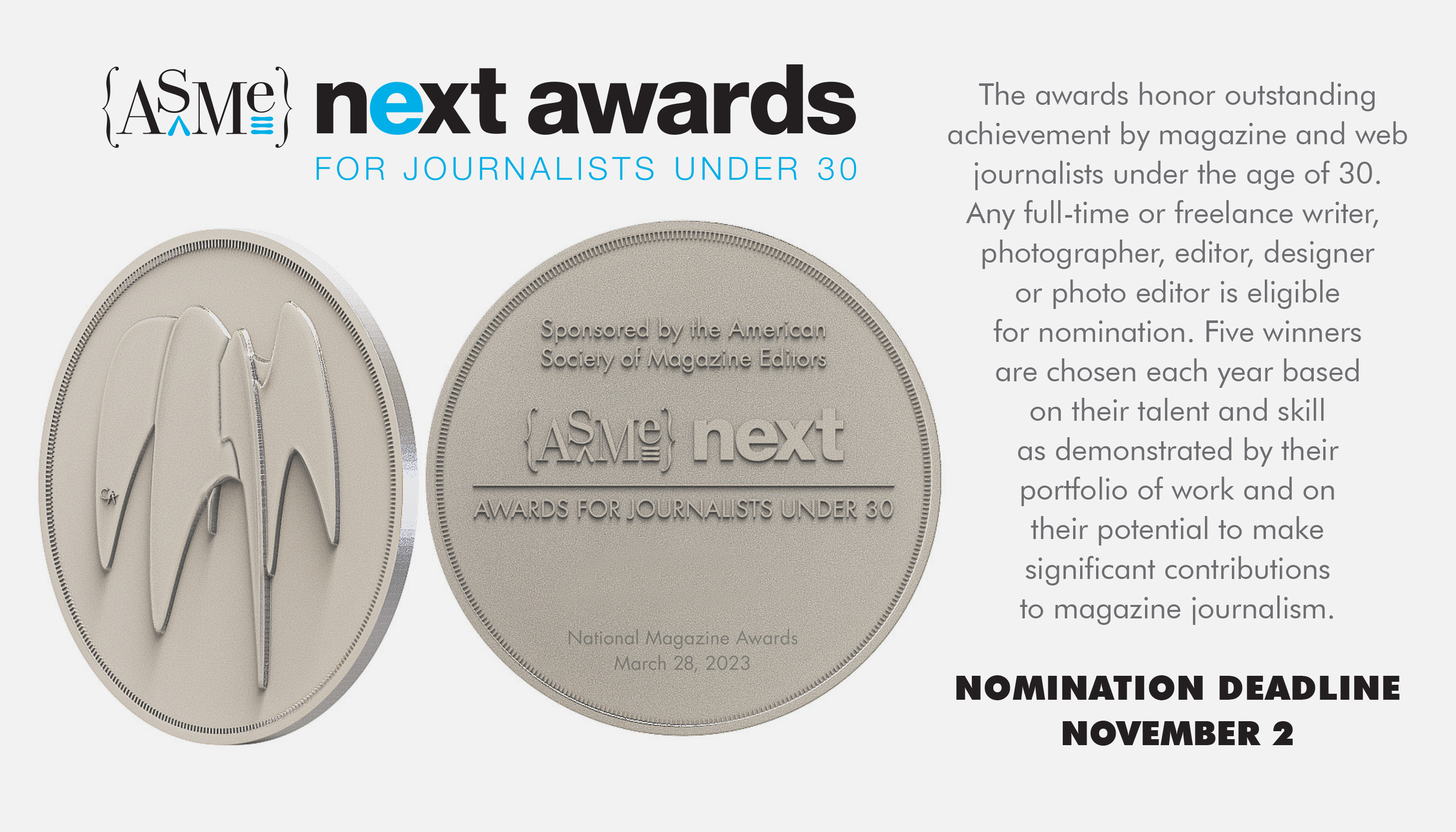 ASME NEXT Awards for Journalists Under 30